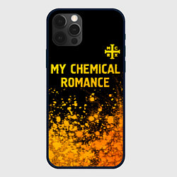 Чехол для iPhone 12 Pro My Chemical Romance - gold gradient: символ сверху, цвет: 3D-черный