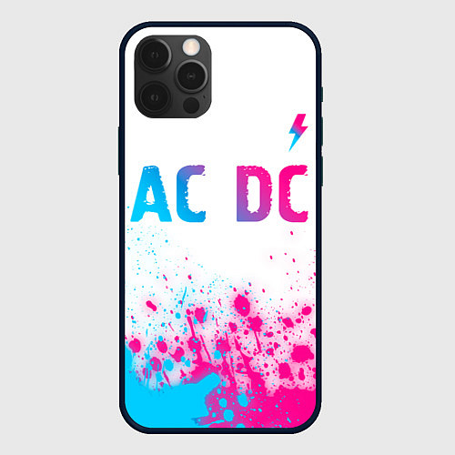 Чехол iPhone 12 Pro AC DC neon gradient style: символ сверху / 3D-Черный – фото 1