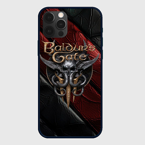 Чехол iPhone 12 Pro Baldurs Gate 3 logo dark / 3D-Черный – фото 1