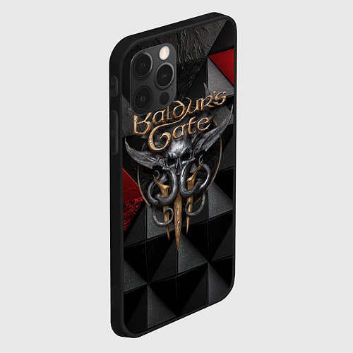 Чехол iPhone 12 Pro Baldurs Gate 3 logo red black / 3D-Черный – фото 2