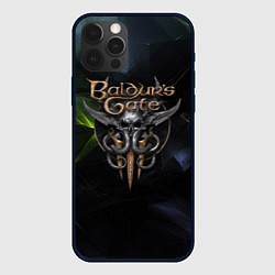 Чехол iPhone 12 Pro Baldurs Gate 3 logo dark green