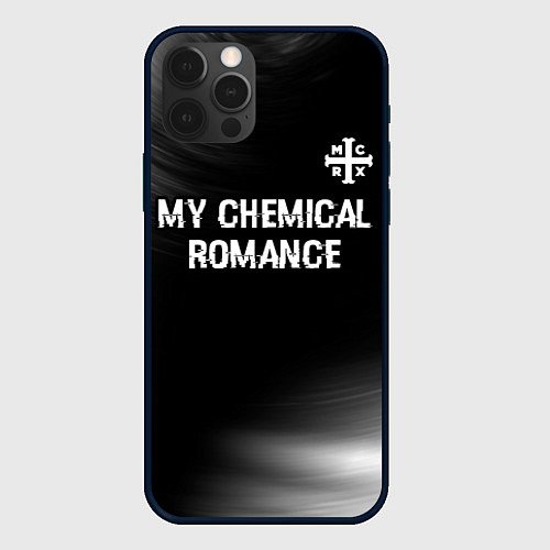 Чехол iPhone 12 Pro My Chemical Romance glitch на темном фоне: символ / 3D-Черный – фото 1