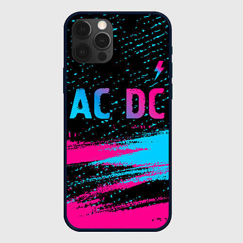 Чехол iPhone 12 Pro AC DC - neon gradient: символ сверху / 3D-Черный – фото 1