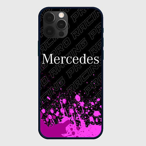Чехол iPhone 12 Pro Mercedes pro racing: символ сверху / 3D-Черный – фото 1