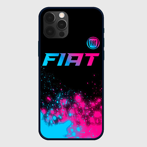 Чехол iPhone 12 Pro Fiat - neon gradient: символ сверху / 3D-Черный – фото 1