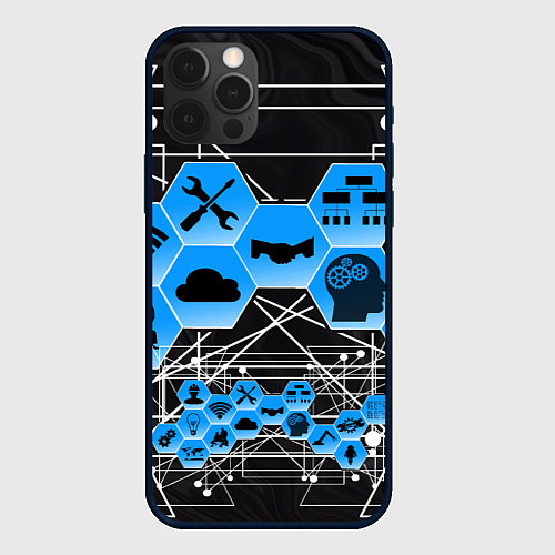 Чехол iPhone 12 Pro Виртуальный мир / 3D-Черный – фото 1