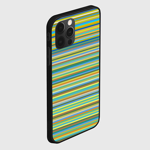 Чехол iPhone 12 Pro Горизонтальные разноцветные полосы / 3D-Черный – фото 2