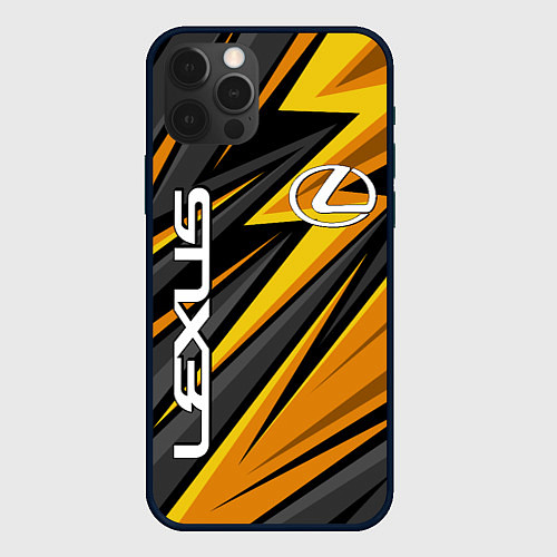 Чехол iPhone 12 Pro Лексус - желтая спортивная абстракция / 3D-Черный – фото 1