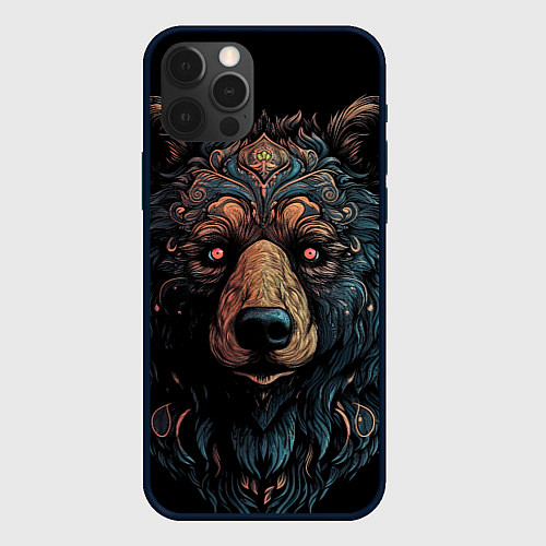 Чехол iPhone 12 Pro Медведь из узоров / 3D-Черный – фото 1