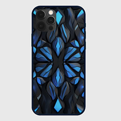Чехол для iPhone 12 Pro Синие объемные узоры, цвет: 3D-черный