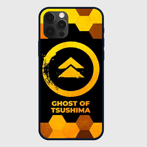 Чехол iPhone 12 Pro Ghost of Tsushima - gold gradient / 3D-Черный – фото 1