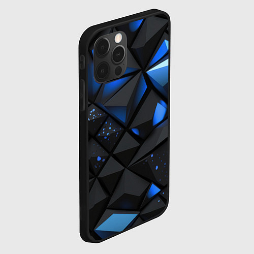 Чехол iPhone 12 Pro Blue black texture / 3D-Черный – фото 2