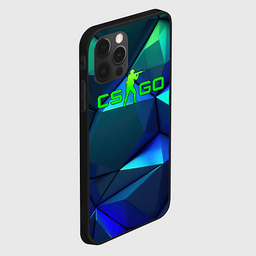 Чехол iPhone 12 Pro CSGO blue green gradient / 3D-Черный – фото 2