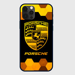 Чехол iPhone 12 Pro Porsche - gold gradient