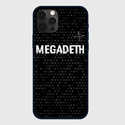 Чехол iPhone 12 Pro Megadeth glitch на темном фоне: символ сверху