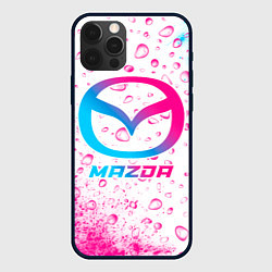 Чехол для iPhone 12 Pro Mazda neon gradient style, цвет: 3D-черный