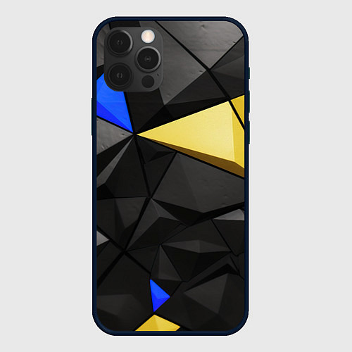 Чехол iPhone 12 Pro Black yellow elements / 3D-Черный – фото 1