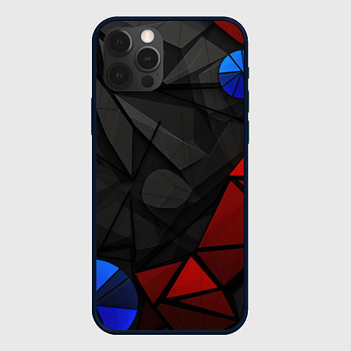 Чехол iPhone 12 Pro Black blue red elements / 3D-Черный – фото 1