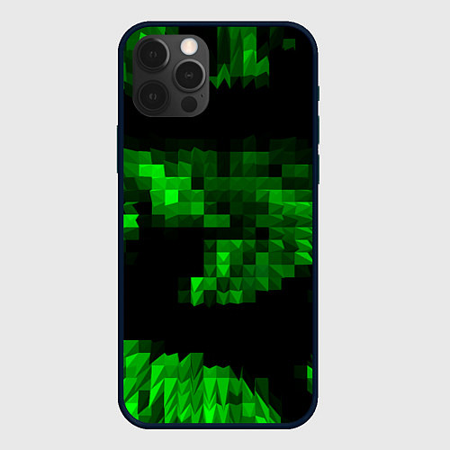 Чехол iPhone 12 Pro Зеленые пирамиды / 3D-Черный – фото 1