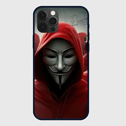 Чехол iPhone 12 Pro Анонимусы в красных капюшонах