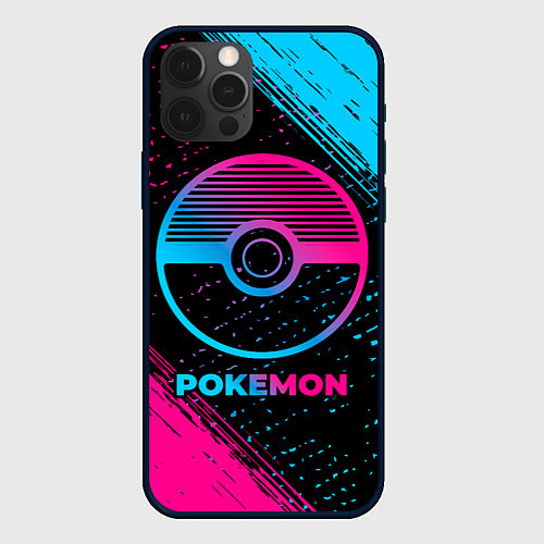 Чехол iPhone 12 Pro Pokemon - neon gradient / 3D-Черный – фото 1