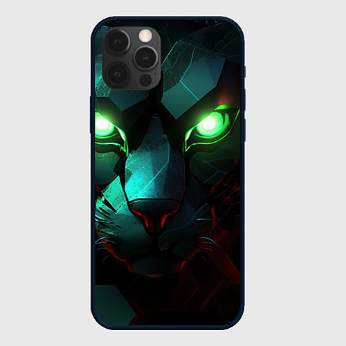 Чехол iPhone 12 Pro Cat cyberpunk / 3D-Черный – фото 1