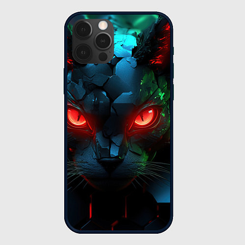 Чехол iPhone 12 Pro Cyberpunk cat / 3D-Черный – фото 1