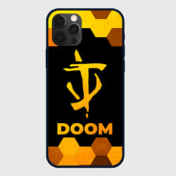 Чехол для iPhone 12 Pro Doom - gold gradient, цвет: 3D-черный