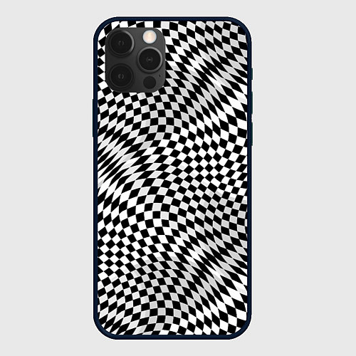 Чехол iPhone 12 Pro Черно-белая шахматная иллюзия / 3D-Черный – фото 1