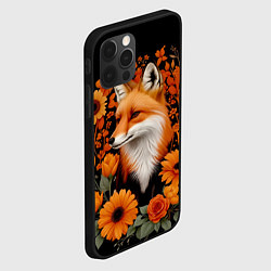 Чехол для iPhone 12 Pro Элегантная лиса и цветы, цвет: 3D-черный — фото 2