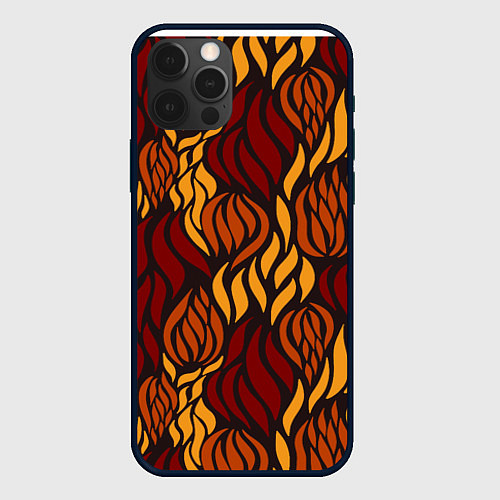 Чехол iPhone 12 Pro Hot Flames - паттерн / 3D-Черный – фото 1