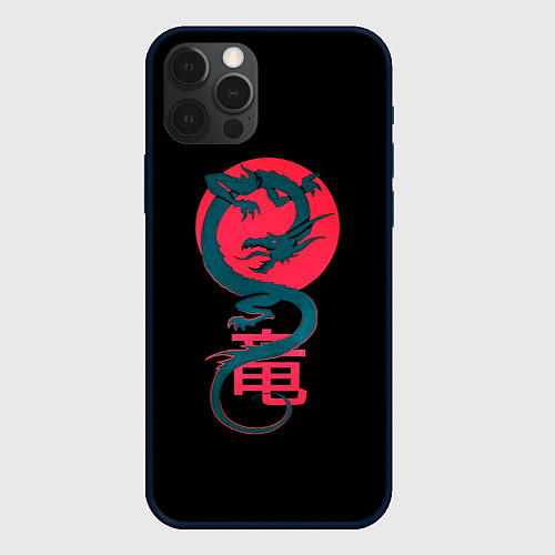 Чехол iPhone 12 Pro Дракон восходящего солнца / 3D-Черный – фото 1