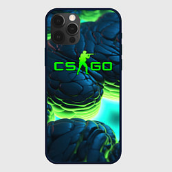 Чехол для iPhone 12 Pro CSGO зеленые разломленные плиты, цвет: 3D-черный