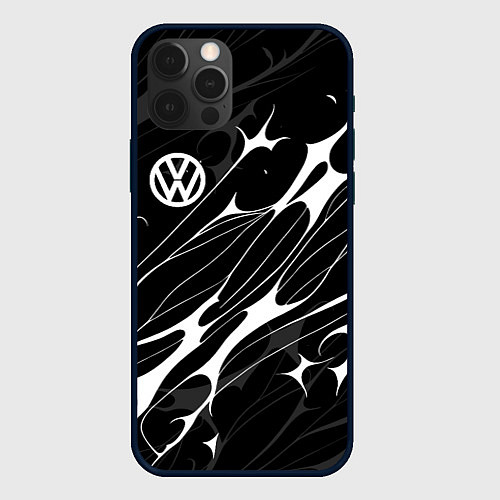 Чехол iPhone 12 Pro Volkswagen - острые линии / 3D-Черный – фото 1