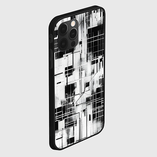 Чехол iPhone 12 Pro Кибер Сетка гранж / 3D-Черный – фото 2