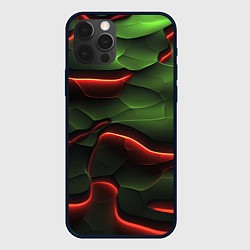 Чехол для iPhone 12 Pro Объемные красно зеленые плиты, цвет: 3D-черный