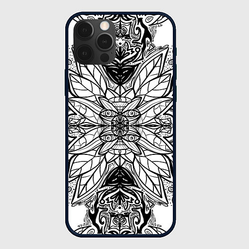 Чехол iPhone 12 Pro Абстрактный узор сова / 3D-Черный – фото 1