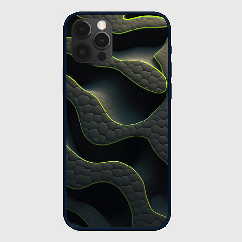 Чехол iPhone 12 Pro Объемная темная текстура / 3D-Черный – фото 1