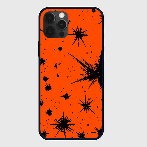 Чехол iPhone 12 Pro Огненный оранжевый абстракция / 3D-Черный – фото 1