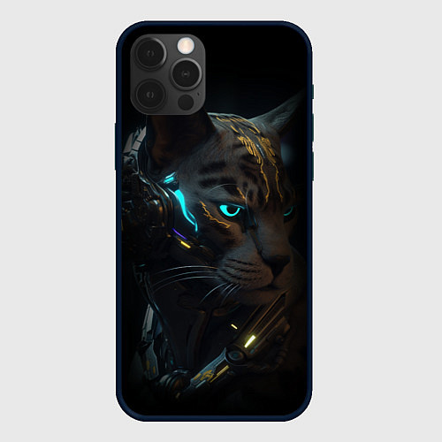 Чехол iPhone 12 Pro Робот киберкот - big picture / 3D-Черный – фото 1