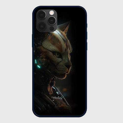 Чехол iPhone 12 Pro Cyber cat / 3D-Черный – фото 1