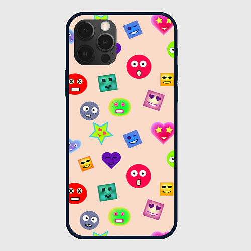 Чехол iPhone 12 Pro Разные смайлики / 3D-Черный – фото 1