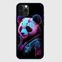 Чехол iPhone 12 Pro Панда в красках киберпанк