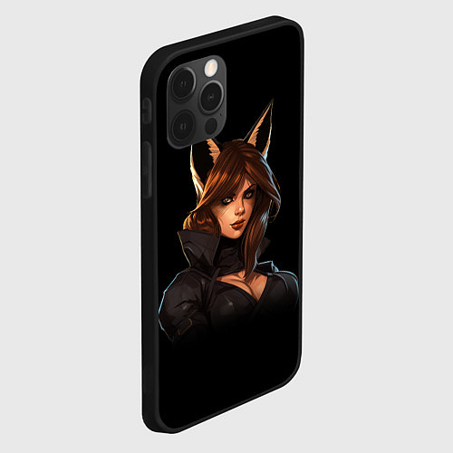 Чехол iPhone 12 Pro Девушка с ушами лисы / 3D-Черный – фото 2