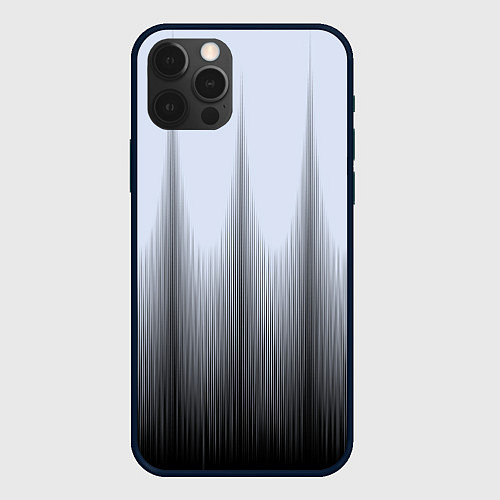 Чехол iPhone 12 Pro Черный полосатый градиент / 3D-Черный – фото 1