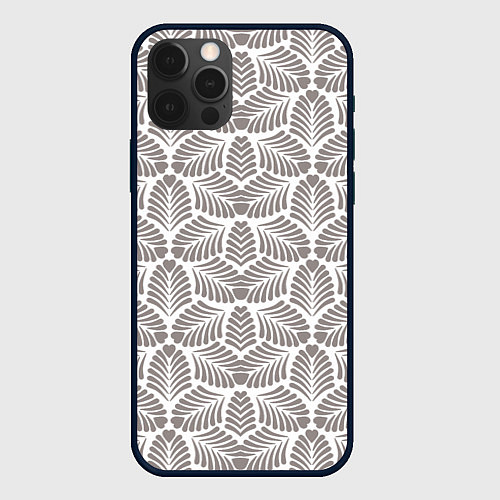 Чехол iPhone 12 Pro Орнамент из тропических листьев с сердечком / 3D-Черный – фото 1
