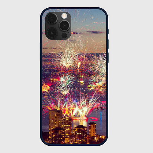 Чехол iPhone 12 Pro Салют в ночном небе / 3D-Черный – фото 1