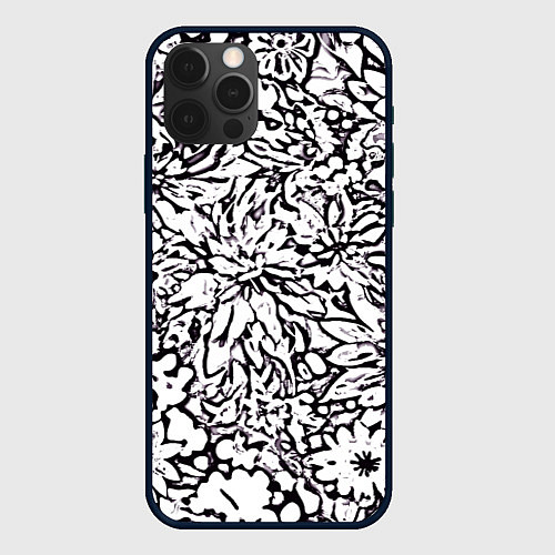 Чехол iPhone 12 Pro Абстракция фиолетовые цветы / 3D-Черный – фото 1