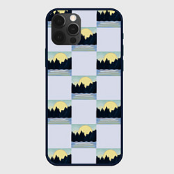 Чехол для iPhone 12 Pro Пейзаж горы и солнце, цвет: 3D-черный