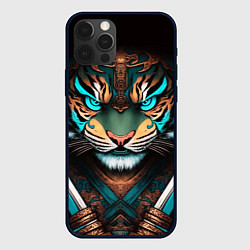 Чехол для iPhone 12 Pro Тигр самурай, цвет: 3D-черный